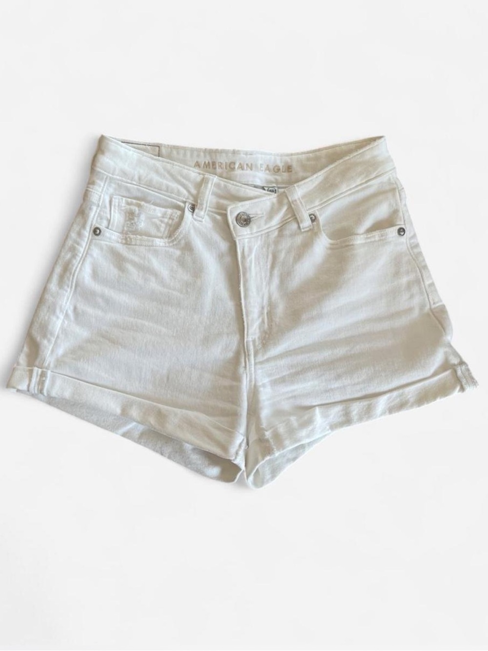 American Eagle Outfitters White High-Rise Denim Shorts